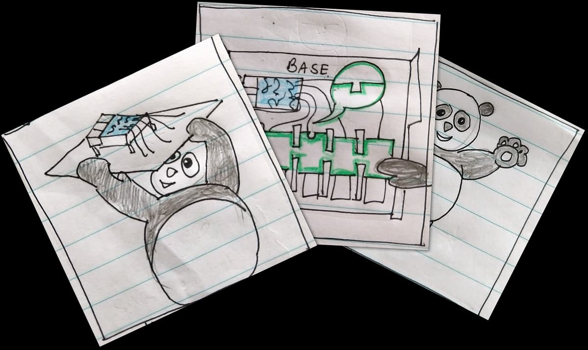 A few sketches from the storyboard version