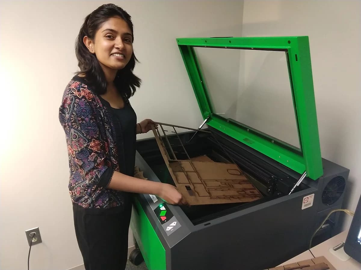 Lasercutting the individual parts of TalkBox to build a quick and low-cost prototype.